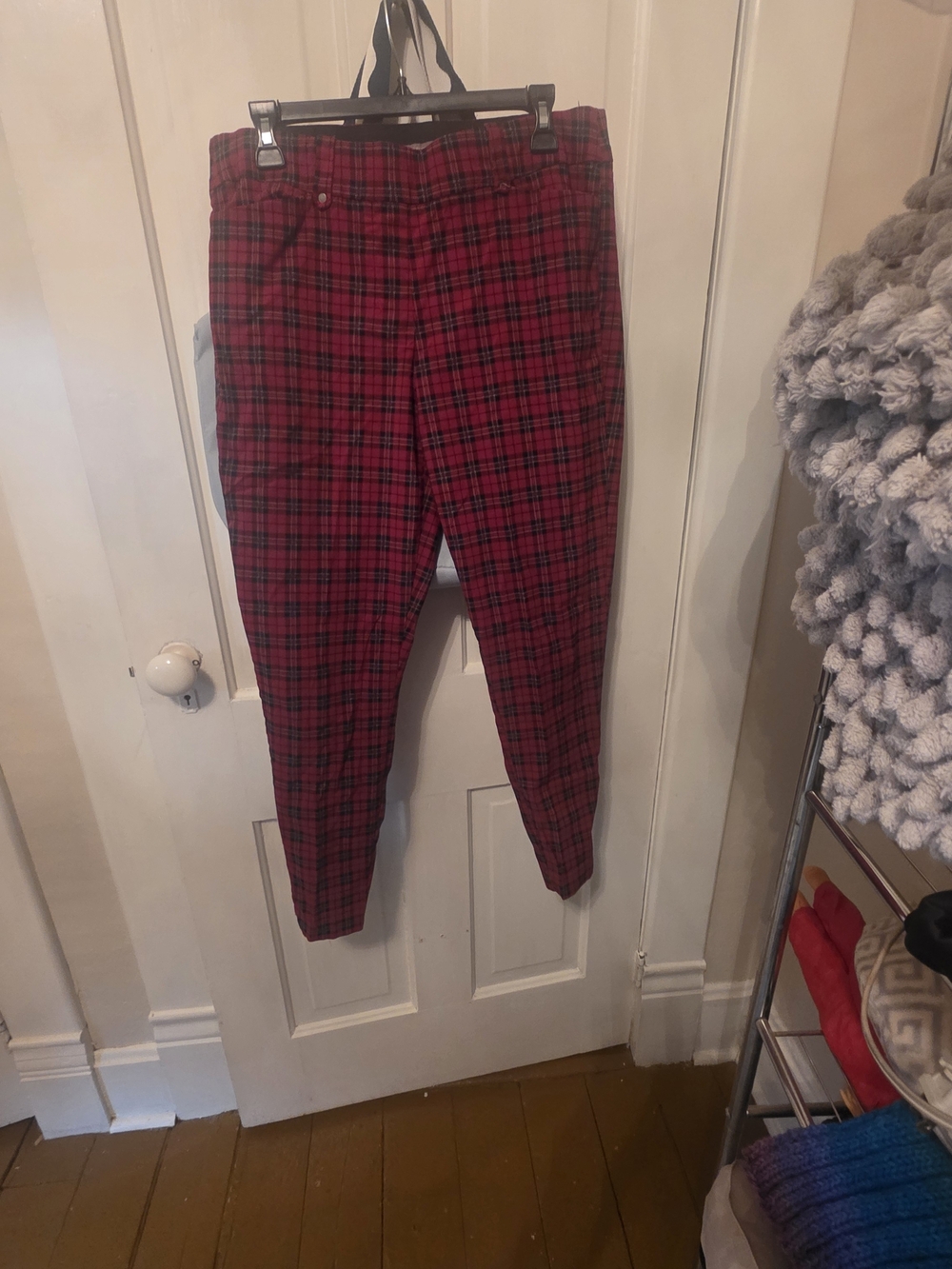 Maurices Womens Red Plaid Chinos